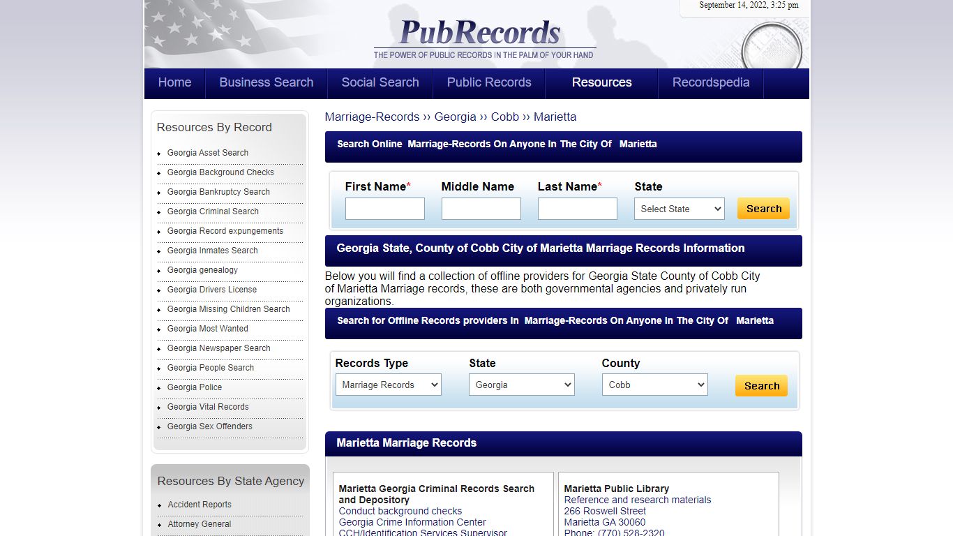 Marietta, Cobb County, Georgia Marriage Records - Pubrecords.com